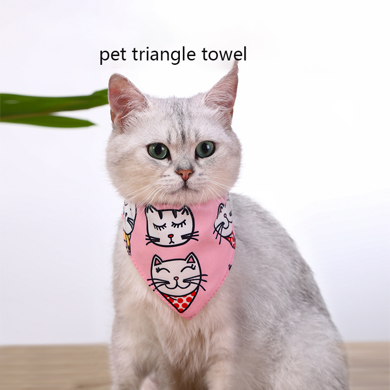 Pet Triangle Towel Adjustable Small Cat and Dog Cute Scarf Cat and Dog Saliva Towel with Bell & Quick Release Buckle for Cat Dog