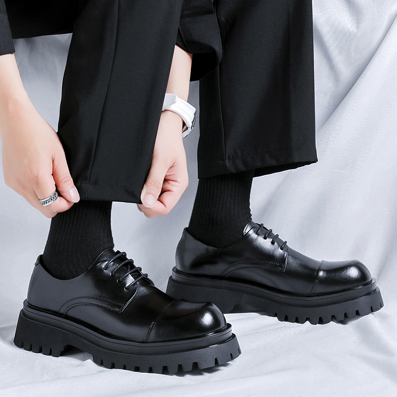 Men Black Platform Classic Fashion Lace up Increase Business Office Dress Leather Shoes 0d00