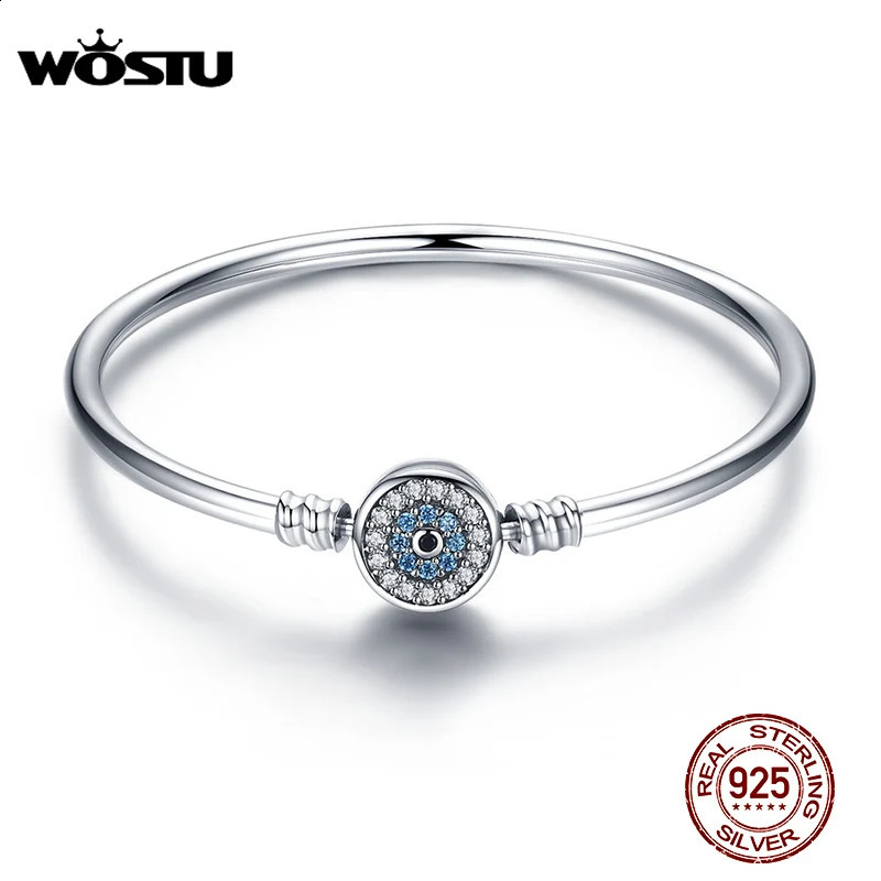 WOSTU 100% 925 Sterling Silver The Eye Of Samsara Bangle For Women Fit DIY Charm Bracelets Fashion Jewelry CQB012 240910
