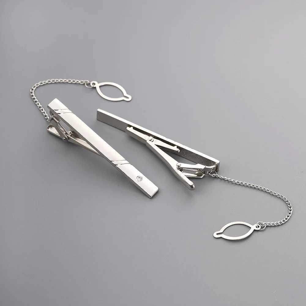Classic Necktie Clip For Business Men Silver Color Crystal Decor Tie Pin All Match Short Tie Clips Fashion Wedding OrnamentsX240914