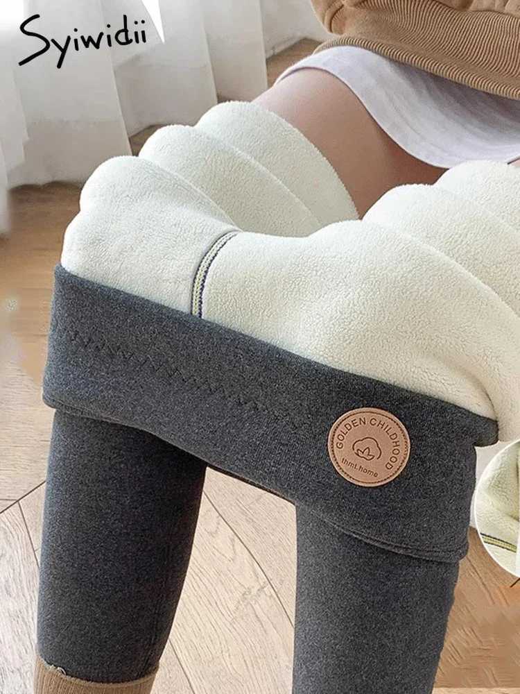 Syiwidii Winter Leggings for Women Thermal Velvet Fleece Solid Pants 2024 Stretch Warm Female High Waist Casual Slim LeggingsX240914