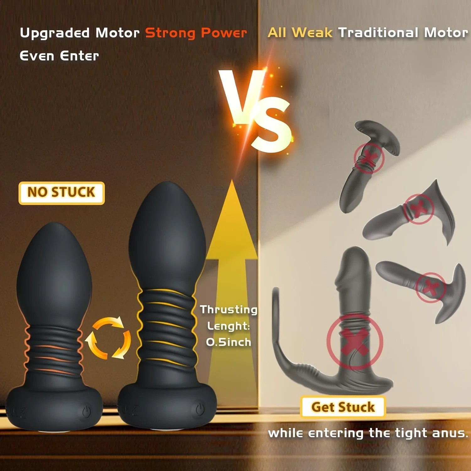 Telescopic anal plug prostate massager male dildo vibrator LED color light vaginal sex toy 240914