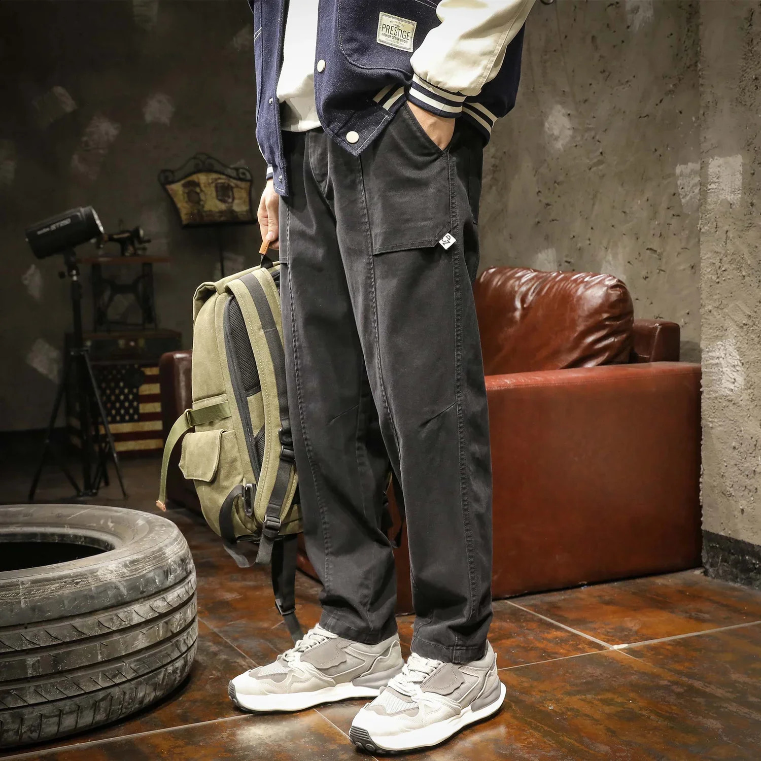 Trousers Gray Mens Jeans Man Cowboy Pants Cargo Black Wide Leg Spring Autumn Baggy Fashion Japanese Street Style Korean Xs 240911