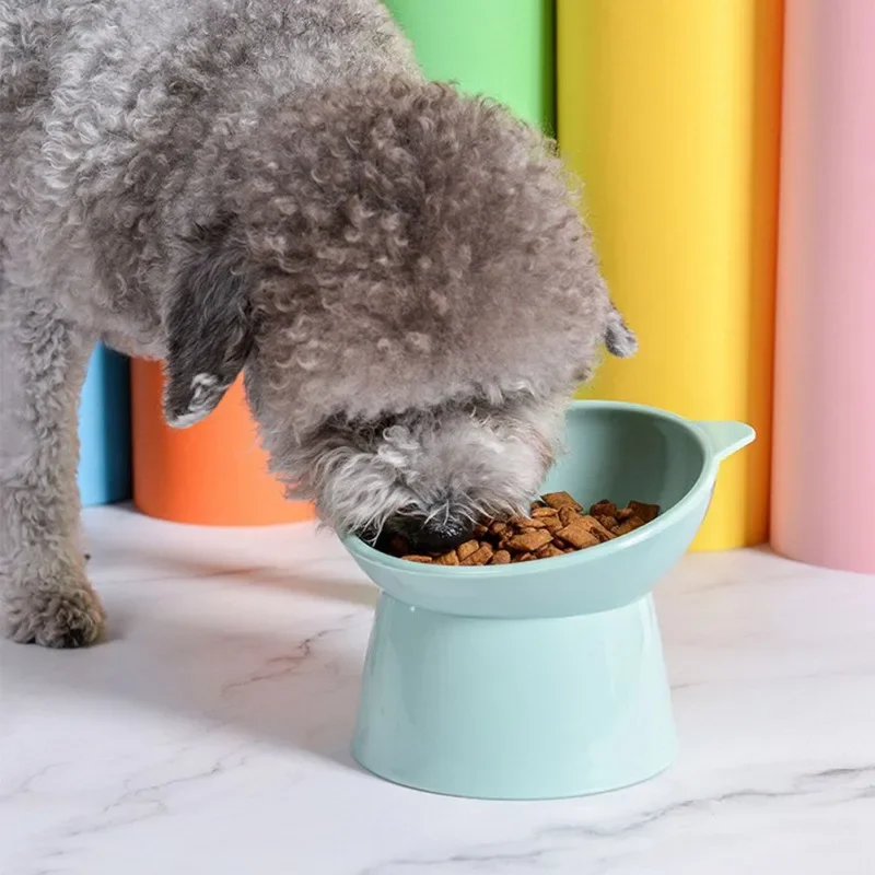 Pet Dog Cat Water Bowl with Raised Stand High Foot Food Feeder 45° Neck Protector Cervical Vertebra for Pet Products Feeding Cup