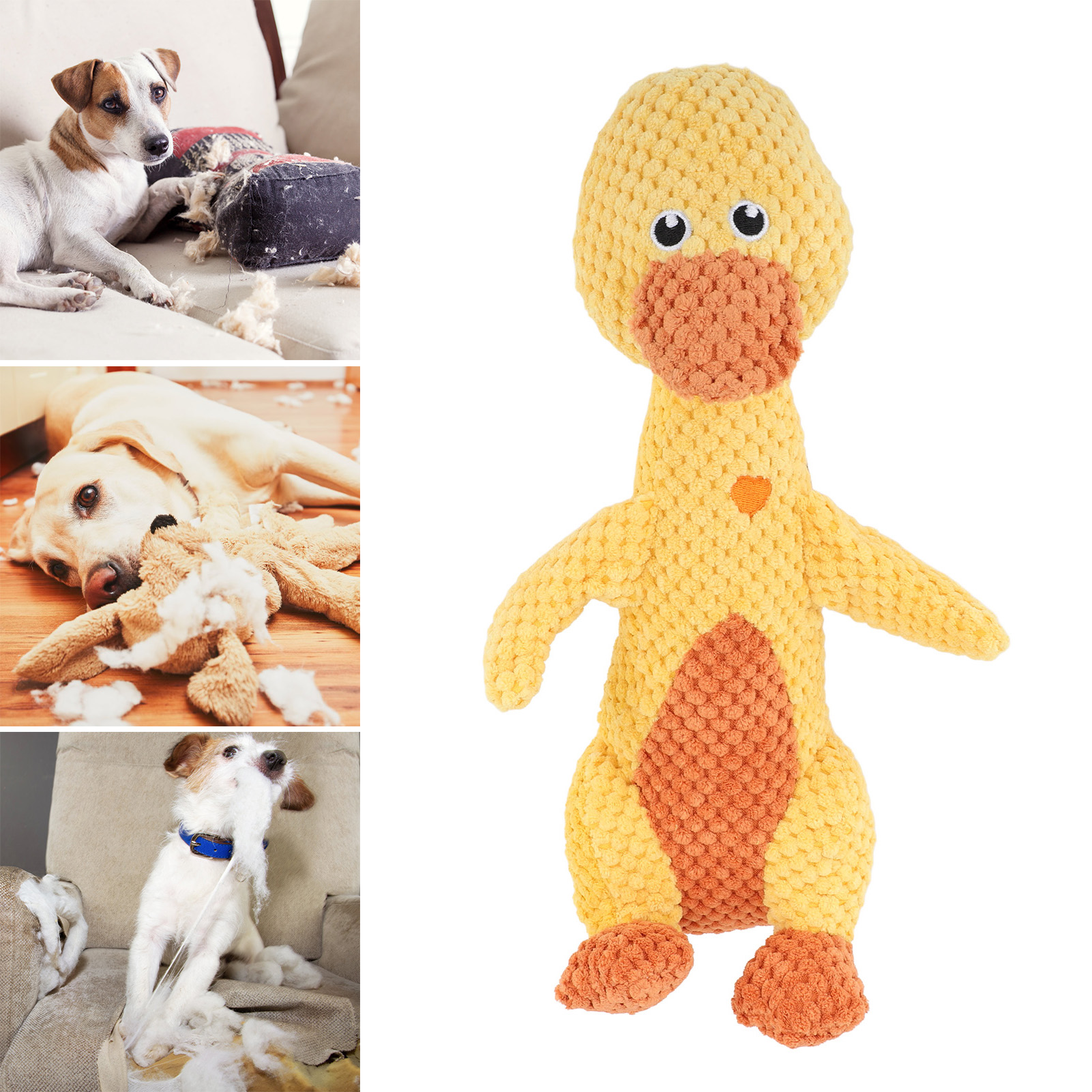 Plush Squeaky Toy for Dogs, Animal Shape, Interactive, Reduce Boredom, Stuffed Dog, Chew Toy for Small, Medium and Large Dogs