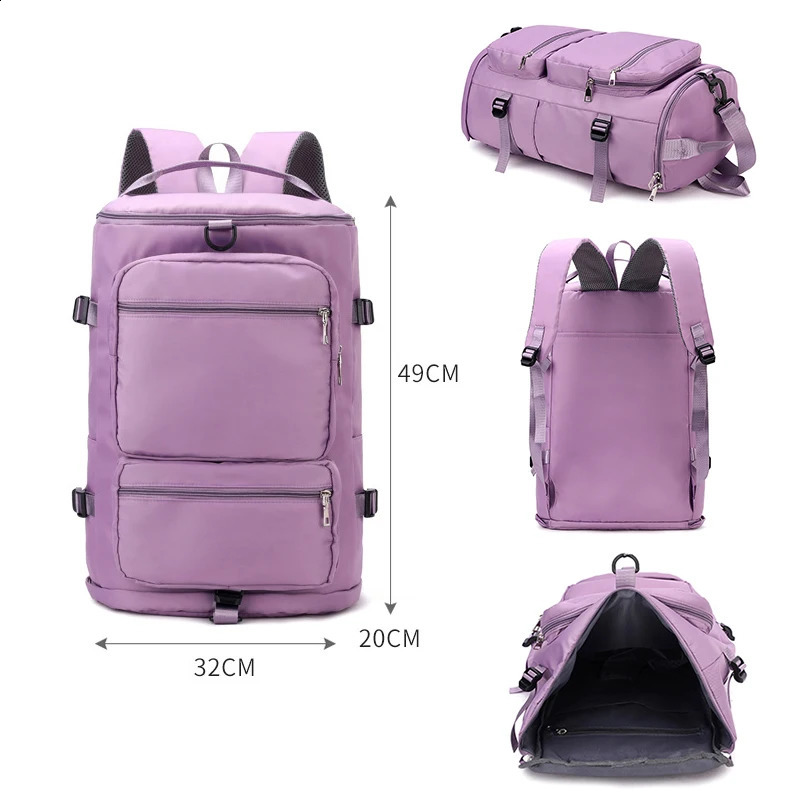 IKE MARTI Large Capacity Womens Shoulder Travel Backpack Weekend Sports Yoga Luggage Zipper Bag Multi functional Cross body 240911