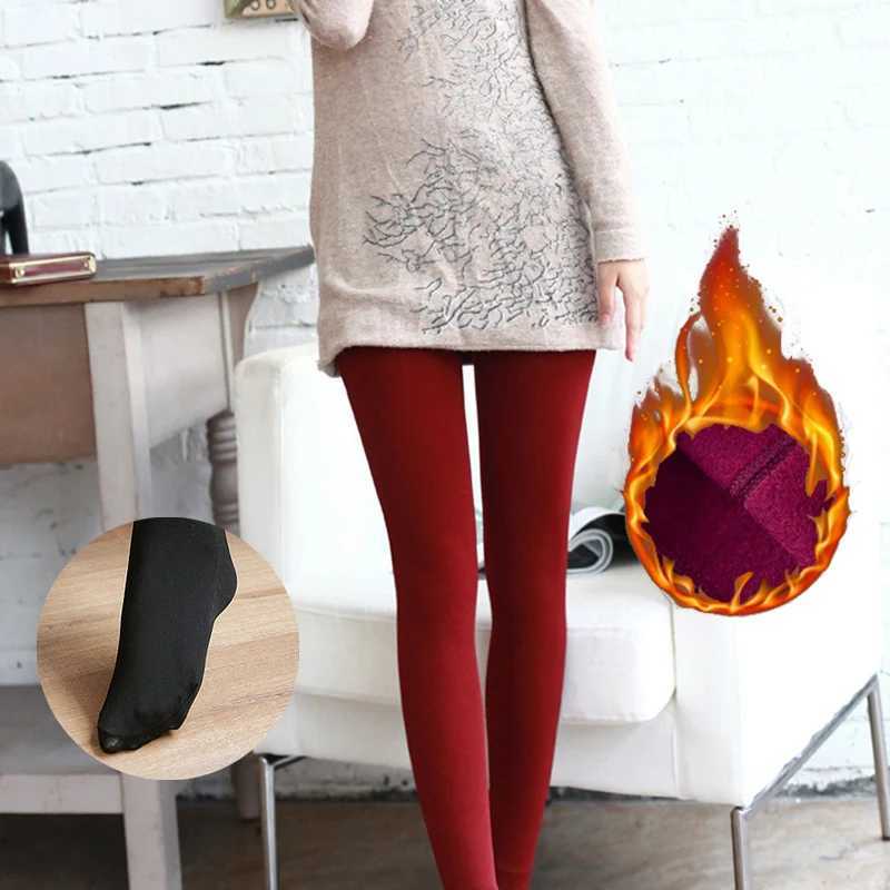 2024 Women Thermal Leggings Warm Winter Elastic Pantyhose Female Versatile Sexy High Waist Thicken Velvet Full Length Sock PantsX240914