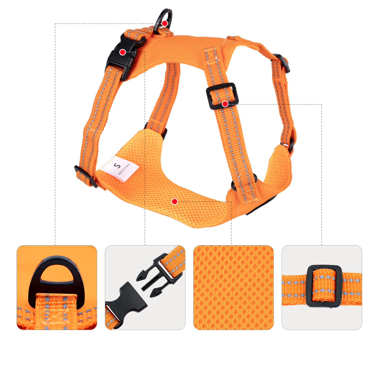 Large Dog Harness Reflective Adjustable Lightweight Pet Dog Harness Comfortable Dog Harness Suitable for Large and Medium- Dogs