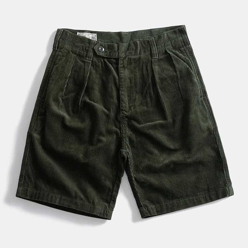 Summer new mens fashion casual loose vintage corduroy cargo shorts Y240914