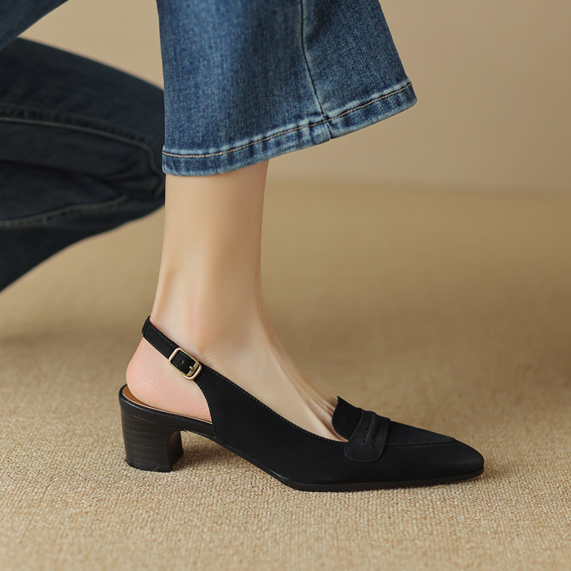 2024 Spring Pumps Genuine Leather Chunky Heel Summer Women Sgback Modern Sandals Retro Banquet Ladies Shoe 7fe3