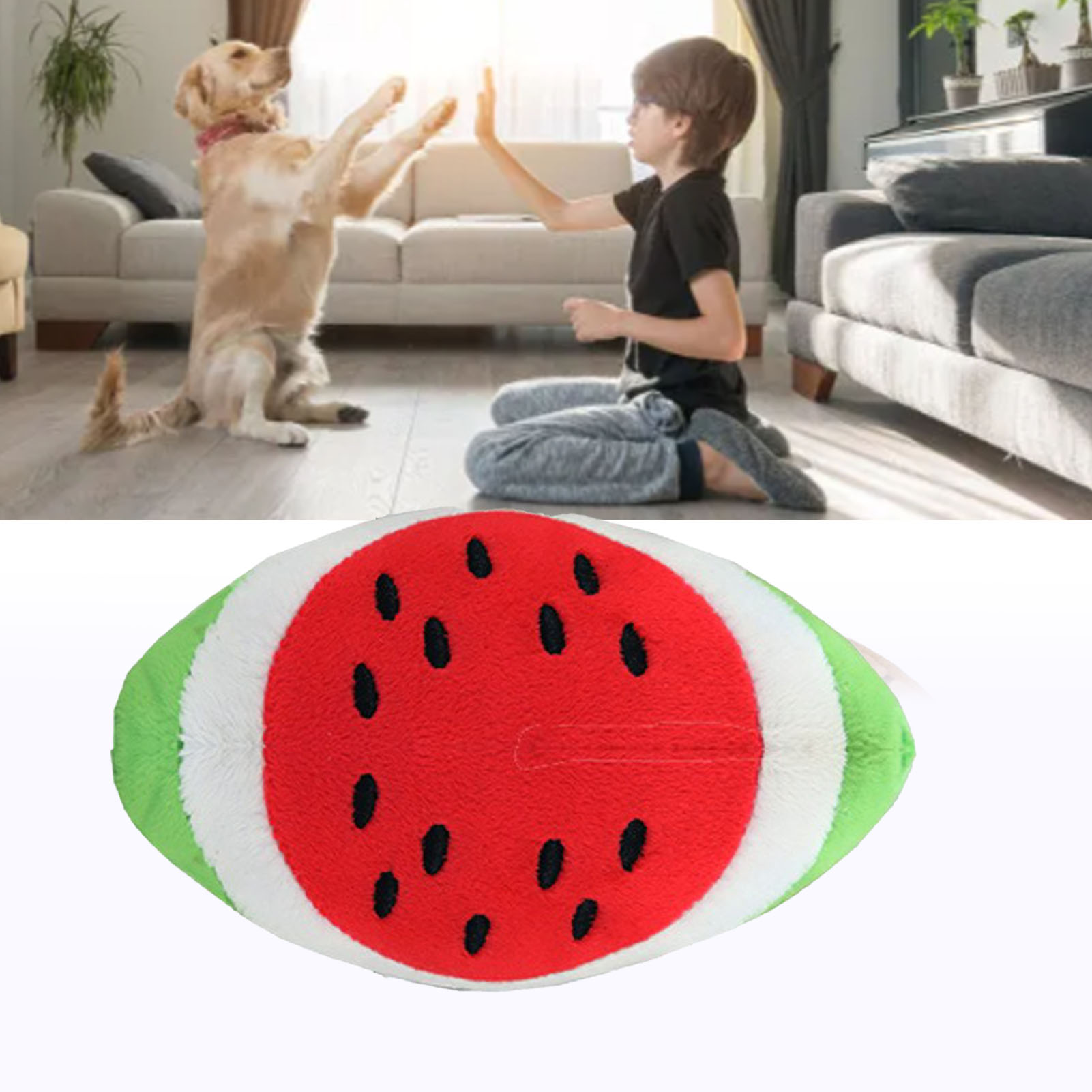 Plush Dog Toy Soft Bite Resistant Teeth Grinding Watermelon Shape Stuffed Pet Chew Toy For Puppy