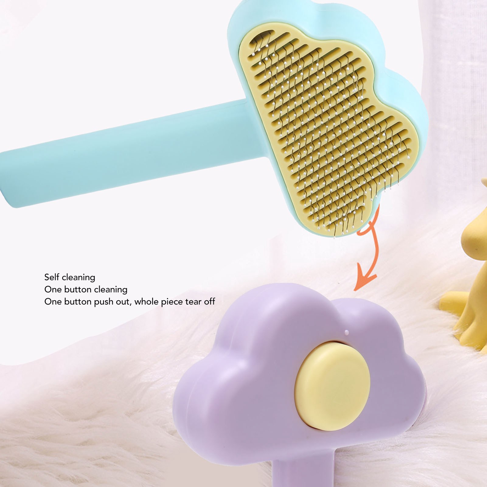 Cat Grooming Brush Self Cleaning Hair Removal Pet Shedding Brush For Long And Short Haired Dogs Cats