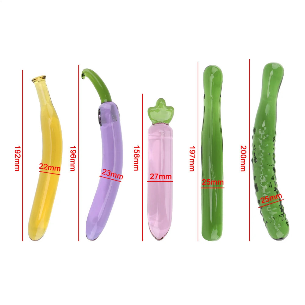 Eggplant Dildos Sex Toys for Men Women Banana Dildo Artificial penis Fruit Vegetable Anal Plug Glass Beads Butt Plug 240914