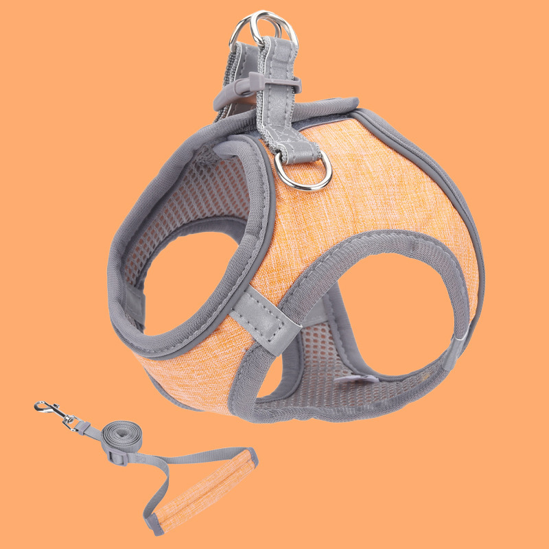 Small To Medium Dog Pet Harness Vest Cat Harness and Leash Set Adjustable Reflective Nubuck Harness for Dog Walking and Training