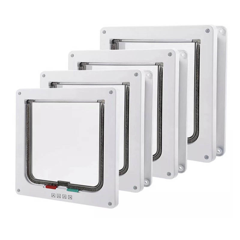 Pet Door 4 Way Lockable Dog Cat Kitten Door Security Flap Door ABS Plastic S/M/L Animal Small Pet Cat Dog Gate Door Pet Supplies