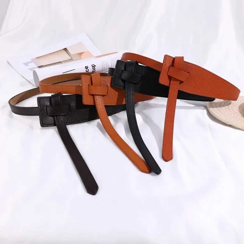 Lady Belts for Women High Quality Knot Soft Genuine Leather Long Waistband Female Waist Wide Coat Corset Belt CummerbundsX240914