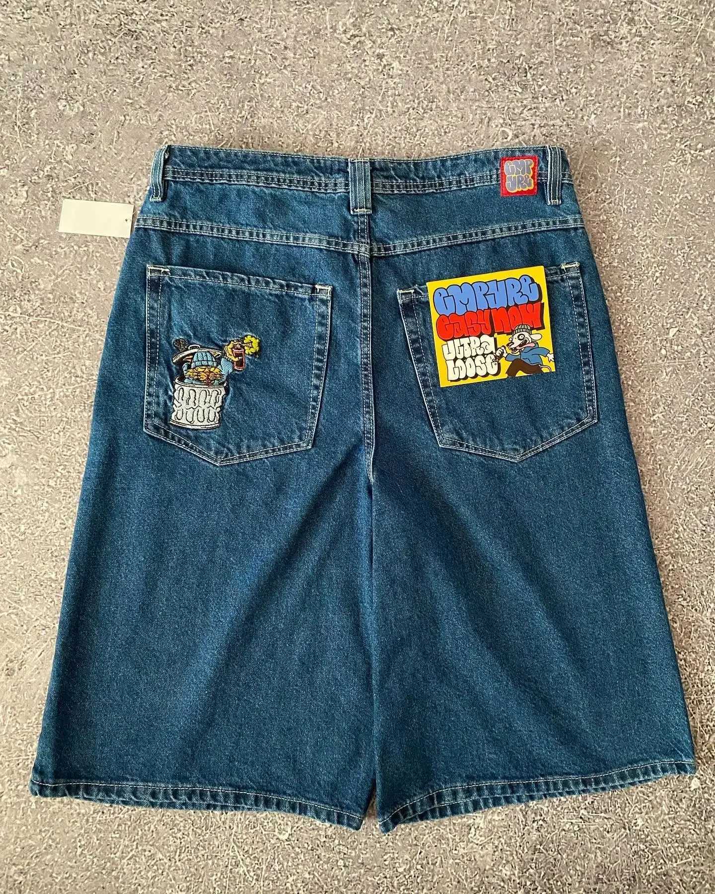 Summer New Loose Jeans Retro Design Personalized Embroidery Pattern Wide-leg Pants Street EMPYRE Rock Street Versatile PantsXJ250117
