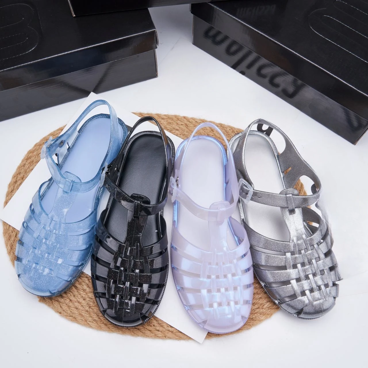 Summer Brand MLSA Women's Jelly Sandals Ladies Soft Sole Non-slip Beach Shoes Adult Girls Roman Flat Shoes with Fragrance