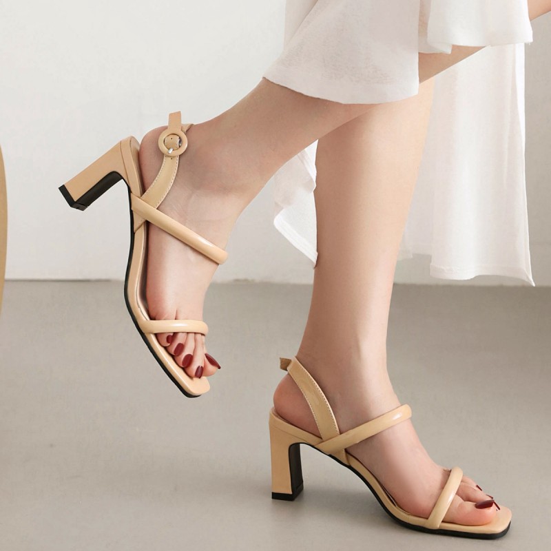 2025 new Shoes Summer Woman Sandals Sweet Pink Party Office Wedding Shoe Elegant Ankle Straps Red Nude Black Flip ps Female Large Size 87d9