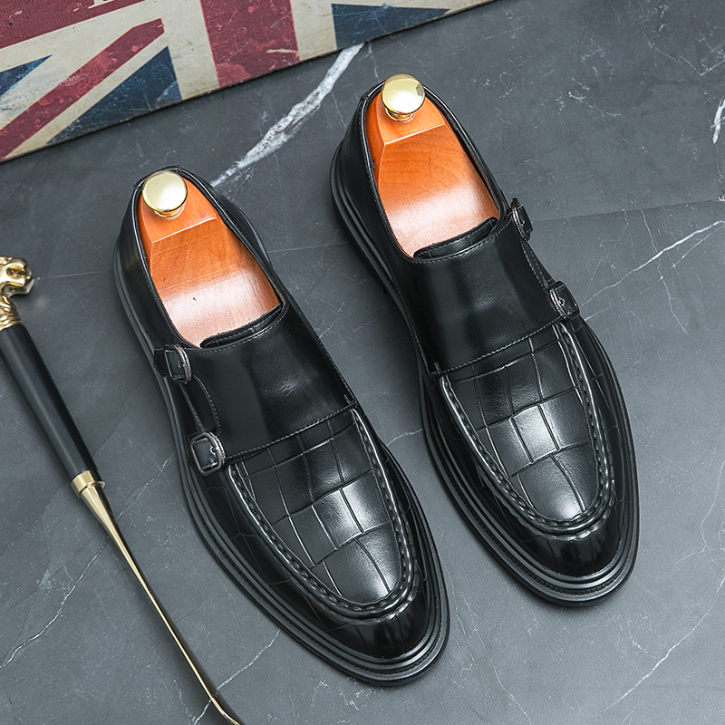 Street Style Men Monk Strap Footwear Slip on Office Man Formal Shoes Wedding Party Mens Dress Shoes Breath Driving Lazy Loafers