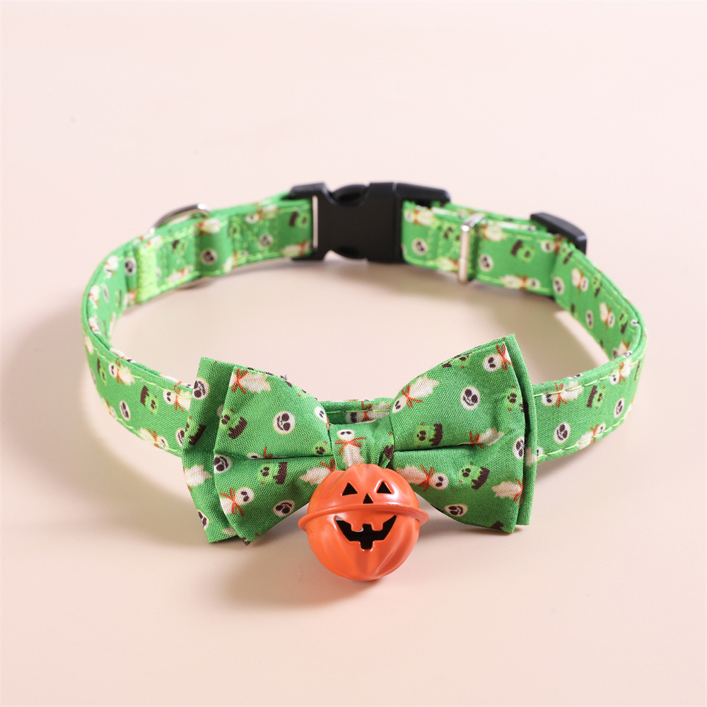 Halloween Dog Collar with Bows,Male or Female Puppy Dog Collar Halloween Collar with Removable Bows and Bell Adjustable Collars