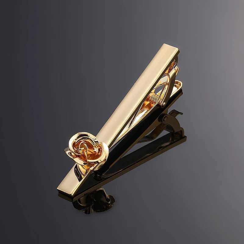 High quality romantic rose tie clip with brand new brass material design fashionable mens wedding accessories tie clipX240914