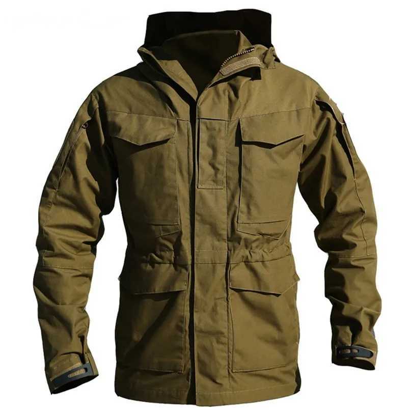 M65 British American Tactical Military Windproof Jacket Mens Waterproof Hoodie Flight Pilot Coat Army Multi Pocket Casual Jacket W240914