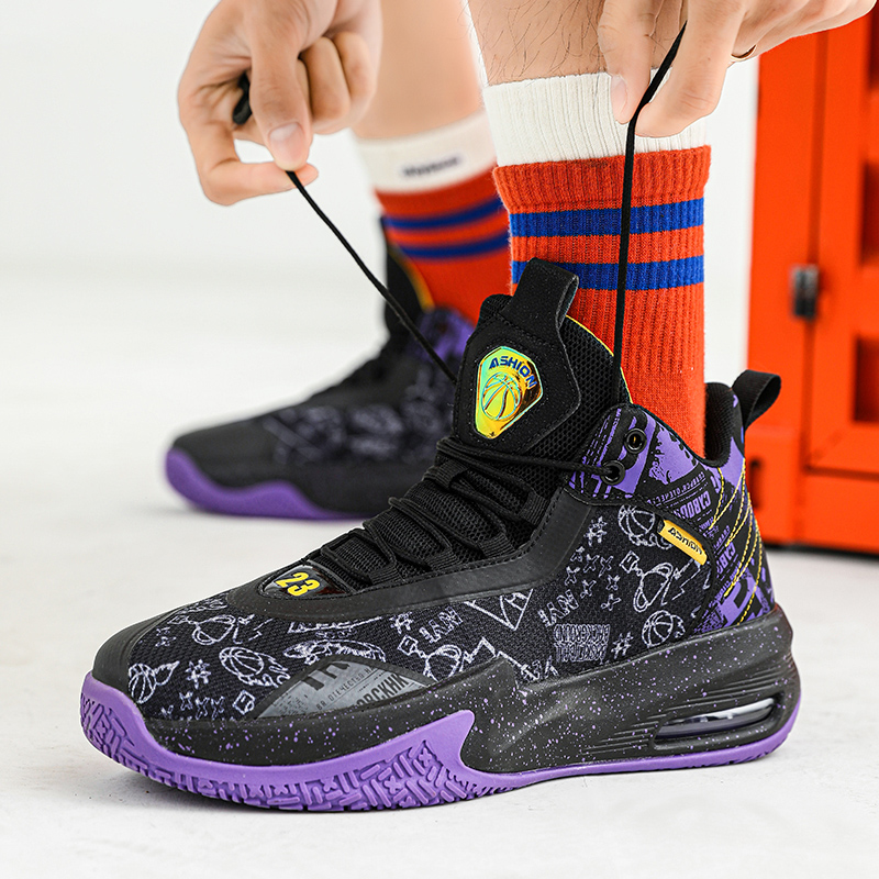 Men High-quality Women Non-slip Basketball Boots Kids Cushioning Sneakers for Boy High Street Walking Shoes bab7