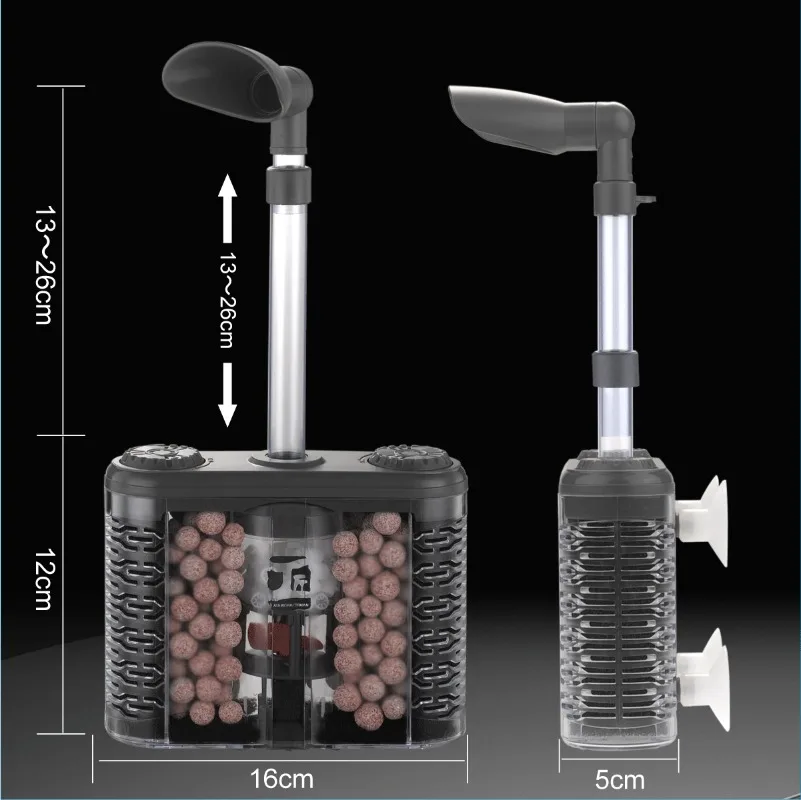 6-IN-1 USB Electric Aquarium Submersible Internal Filter Fish Tank Filter Water Filtration Bio-Sponge Fish Manure Cleaning Tools