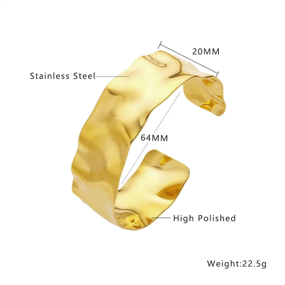 Stainless Steel Luxury Jewelry Waterproof Bracelet Women Gold Plated Bangles 240910