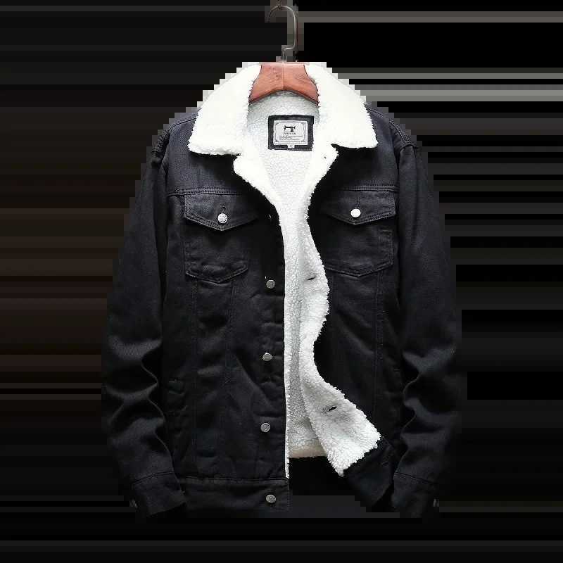 Autumn and winter new denim jacket mens thick jacket loose and loose cotton casual denim clothing W240914