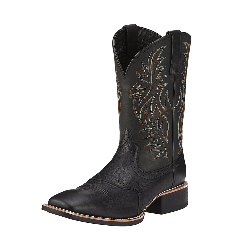 Men's Western Cowboy Boots Black Brown PU Leather Boots Retro Men Rading Boots Man Embroidered Mid-calf Motorcycle Boots size 48