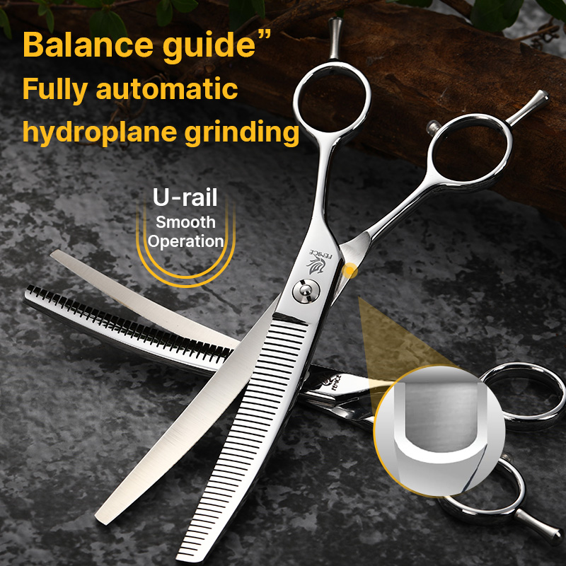 Fenice Dog Scissors Professional 6.5/7.5 inch Pet Fluffy Thinning Grooming Scissors Dog Thinner Shears JP440C&VG10 Steel