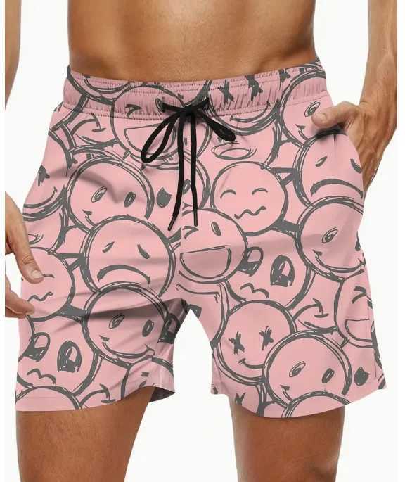 Summer Beach Mens Trendy Hawaiian Graphic Shorts With Drawstring And Fancy Crab Print For Pool And Resort Casual Comfort Shorts Y240914