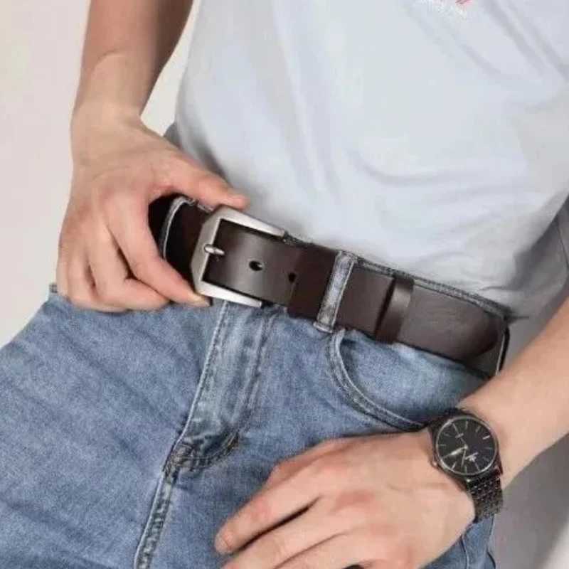 Men Leather Belt Clips Copper Needle Buckle Fashionable Casual Style Business Versatile Simple High-end FeelX240914