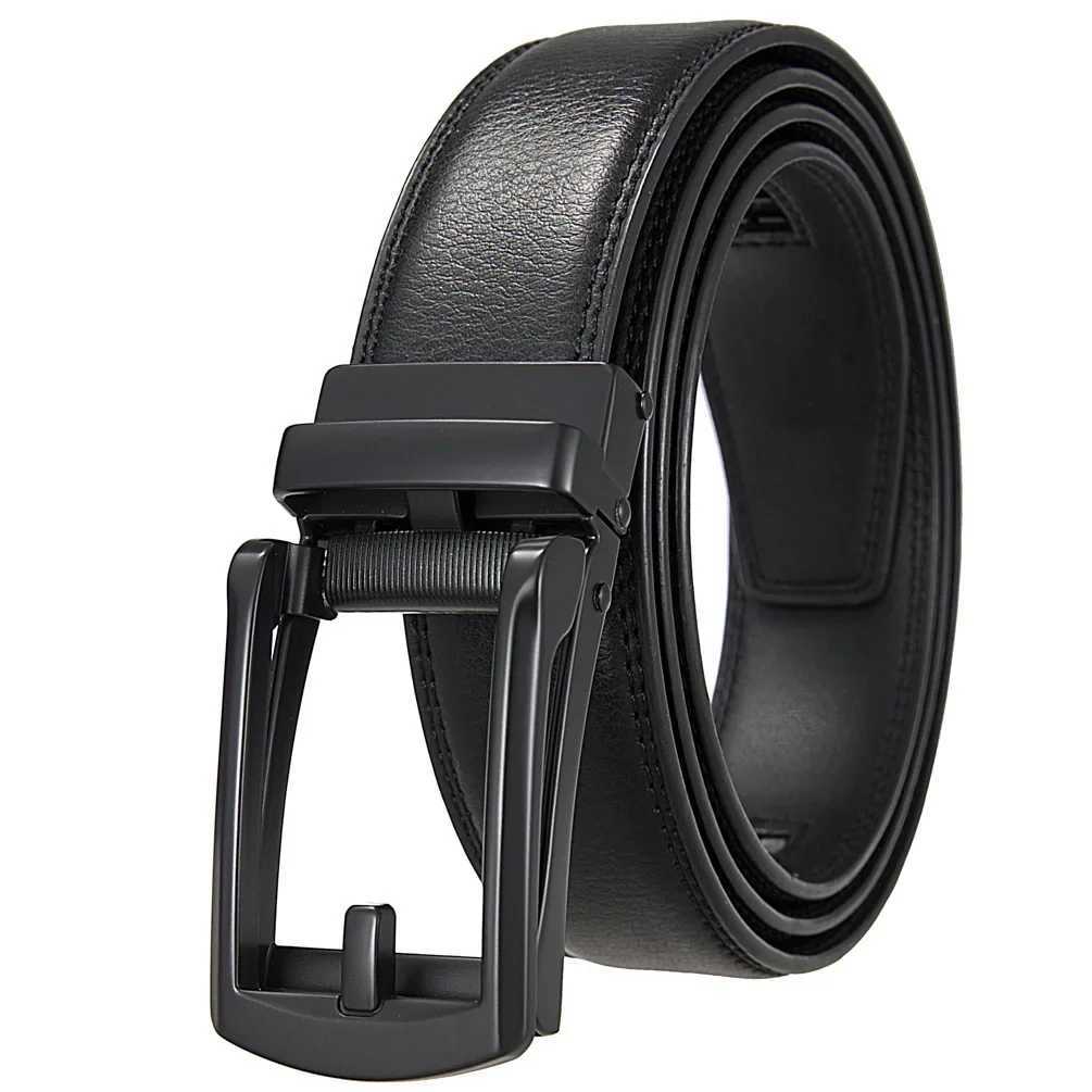 Plus Size 170 160 150 140 130cm Click Business Belts Famous Brand Men Genuine Leather Belt Strap Metal Black Automatic BuckleX240914