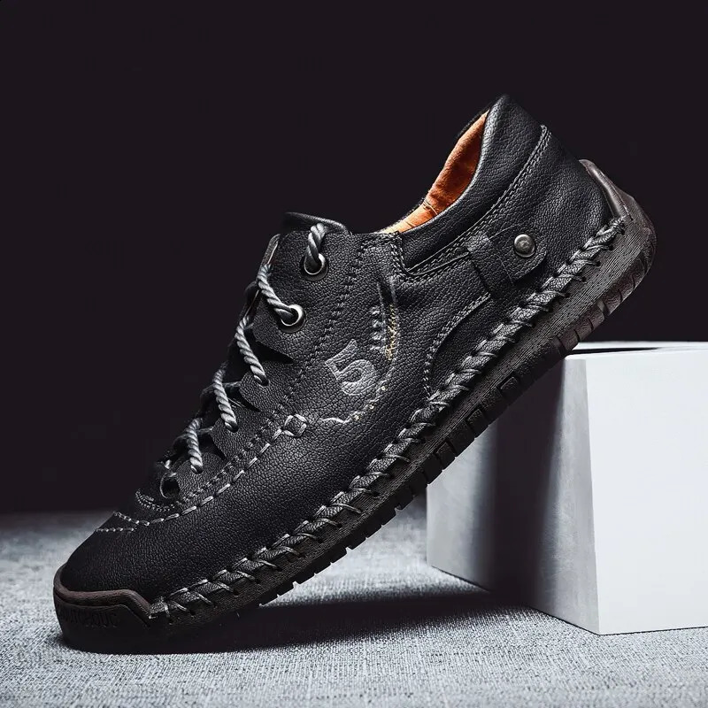 Men Leather Casual Shoes Outdoor Comfortable High Quality Fashion Soft Homme Classic Ankle Non-slip Flats Moccasin Trend 240909