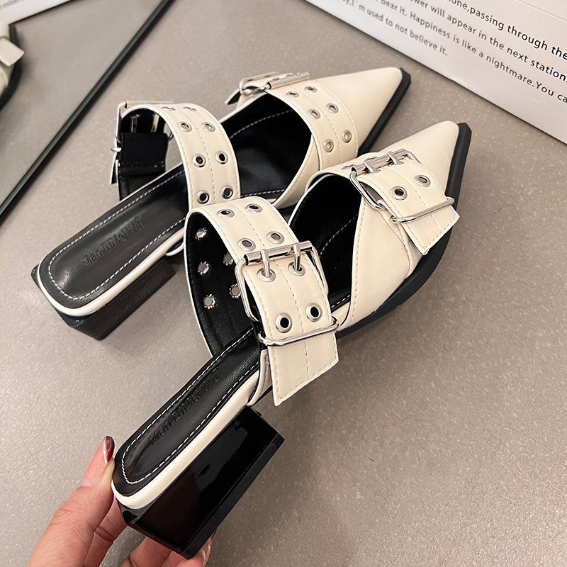 Flats Female Shoes For Ladies 2024 Designer Summer Fashion Buckle Outdoor Pointed Toe Women Slippers Mules Slides 357e