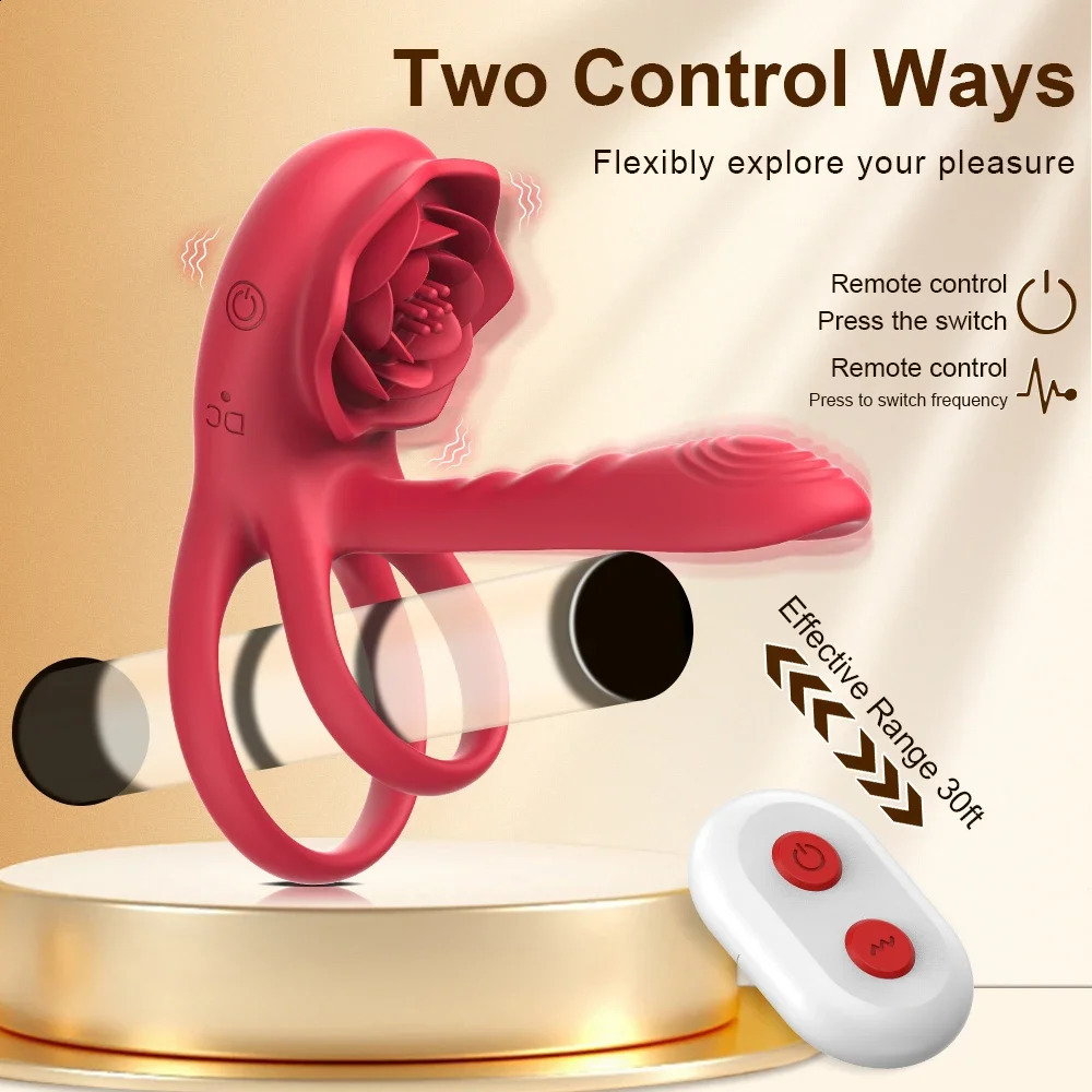 Rose rooster ring vibrator penis cover suction stimulator remote control Gspot installation adult product clitoral sex toy 240914