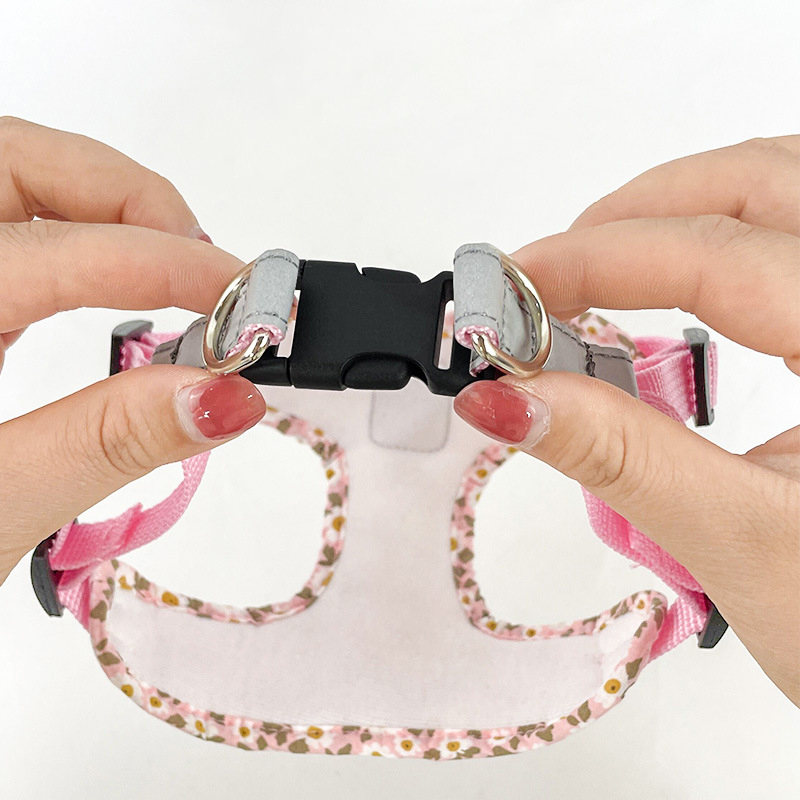 Pet Harnesses Fashion Printed Nylon Dog Harness Vest Reflective Dog Harness Leash Set for Small Medium Dogs Cats French Bulldog