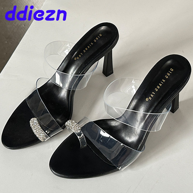 2025 new Transparent Fashion Footwear New Women Pumps Slides Female Rhies Peep Toe Ladies High Heels Shoes 25d8