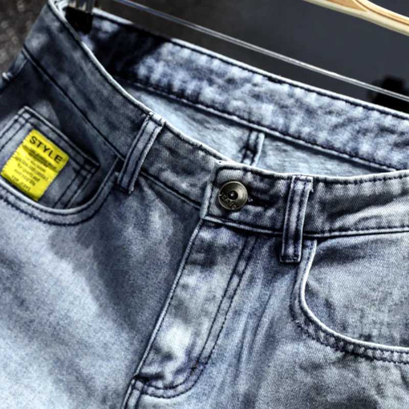 Men denim shorts casual and versatile denim capris denim shorts trendy and handsome nostalgic beach pants summer styleX240914