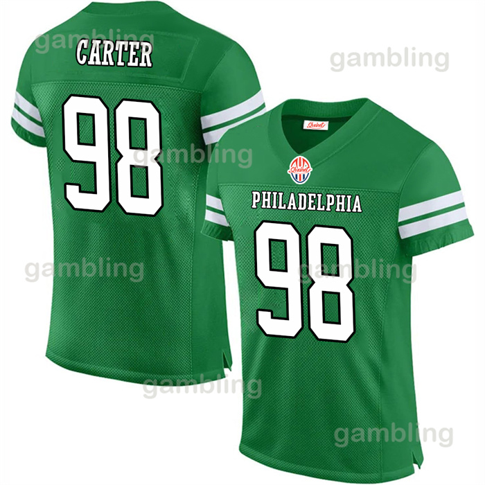 Green 2025 Custom Football Jersey Saquon Barkley 1Hurt 11 Kelly Brown Carter DeVonta Smith Jason Kelce Kenny Pickett Cooper DeJean Huff Lane Johnson M