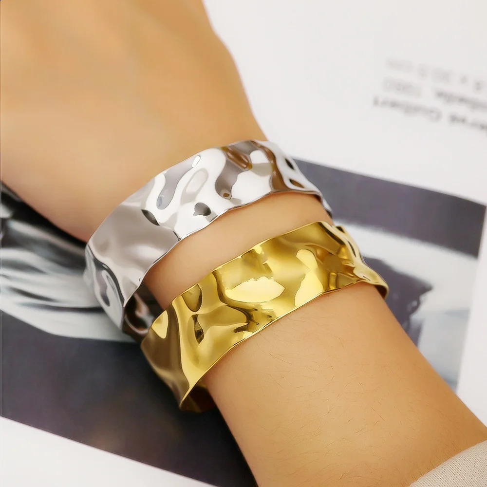 Stainless Steel Luxury Jewelry Waterproof Bracelet Women Gold Plated Bangles 240910