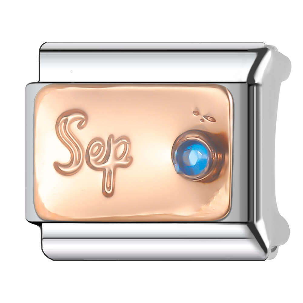 New Women's Gift rose gold month birthday Bead Italian Charms Links Bangle Beads Fit 9mm Stainless Steel Bracelet Making DIY For Women Fashion Je