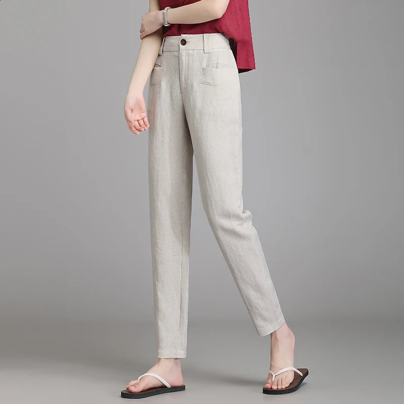 Korean version linen harem pants for women in spring and summer thin middleaged elderly cotton hemp 240913
