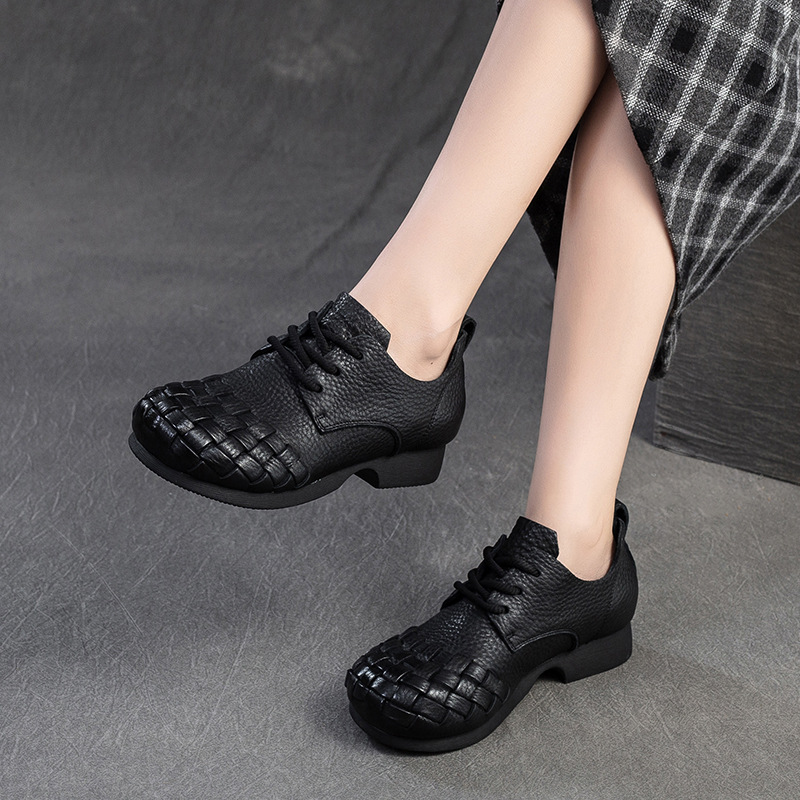 Comfortable Leather Pumps: Retro Solid Color Versatile Casual Women's Shoes