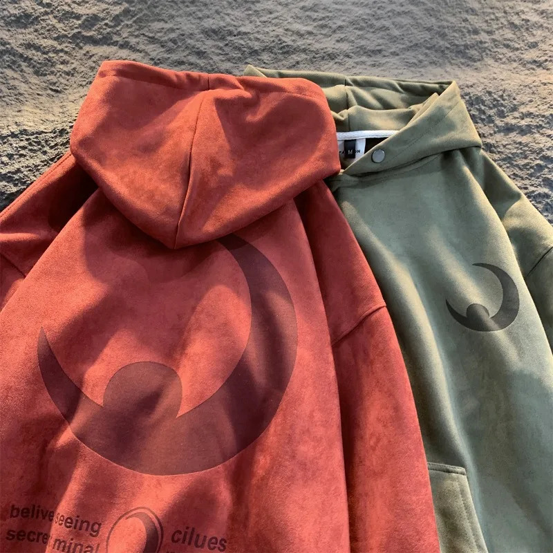 Mens Hoodie Moon Shape Harajuku Style Youth Multi Color Sweater Unisex Y2k Street Clothing Zipper 240913