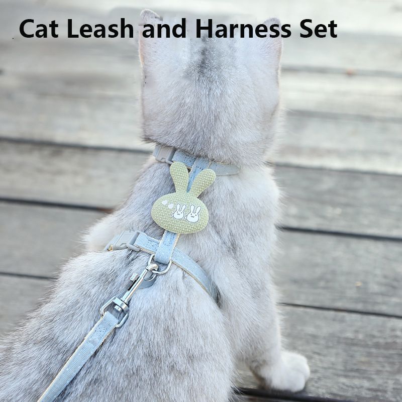Cat Harness and Leash Set,Cats Escape Proof-Adjustable Kitten Harness for Large Small Cats,Soft Walking Travel Pet Safe Harness