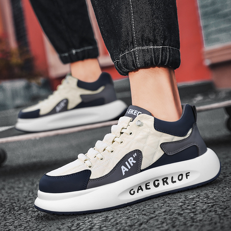 Casual Thick Soled Sneakers Breathable Autumn Men's Slip on Walking Flats Fashion Vulcanized Shoes 2024